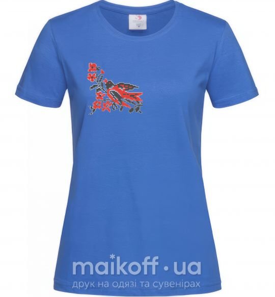 Жіноча футболка Пташка - вишиванка Яскраво-синій фото