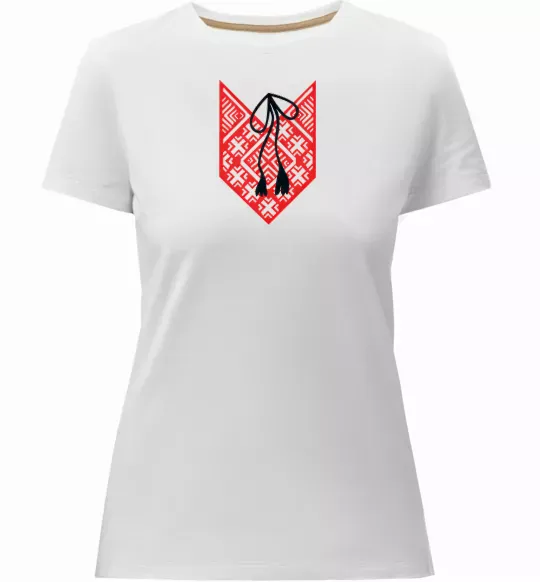 Жіноча преміум футболка Red embroidery ВИШИВКА Білий фото