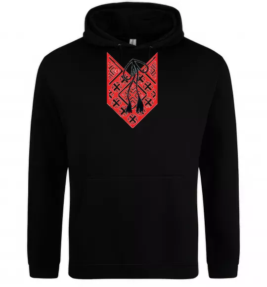 Мужская толстовка (худи) Red embroidery ВИШИВКА Черный фото