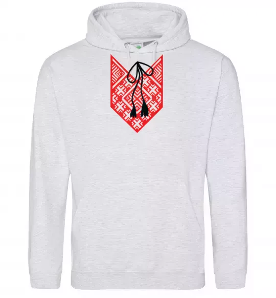 Мужская толстовка (худи) Red embroidery ВИШИВКА Серый меланж фото