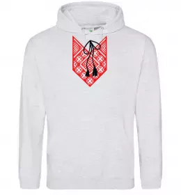 Мужская толстовка (худи) Red embroidery ВИШИВКА Серый меланж фото