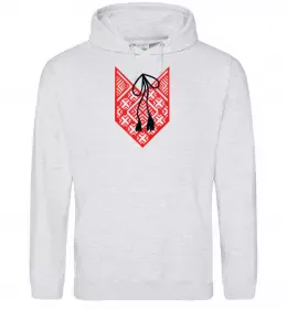 Женская толстовка (худи) Red embroidery ВИШИВКА Серый меланж фото