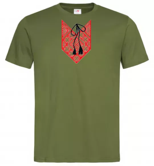 Мужская футболка Red embroidery ВИШИВКА Оливковый фото
