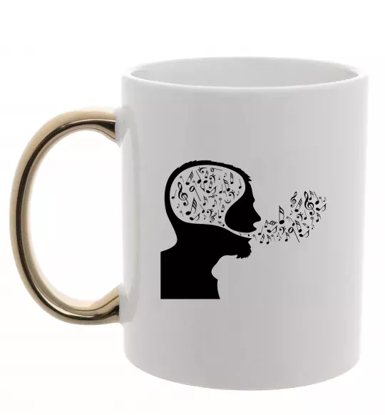 Чашка с цветной ручкой MM ноти Золото фото