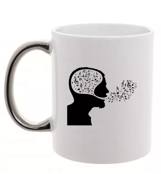 Чашка с цветной ручкой MM ноти Серебро фото