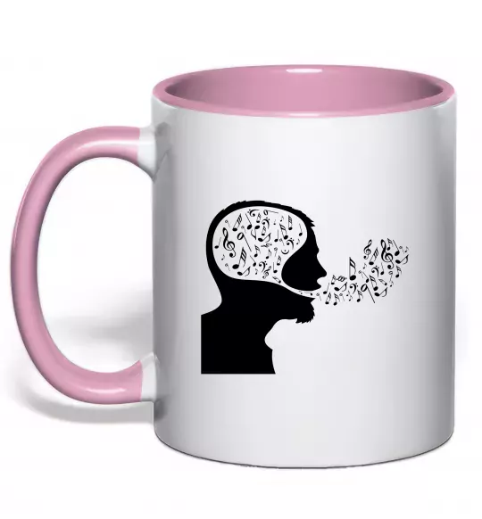 Чашка с цветной ручкой MM ноти Нежно розовый фото