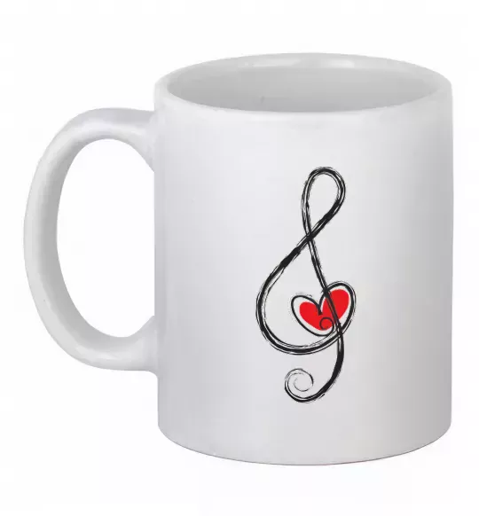 Чашка керамічна Ключ скрипки Білий фото