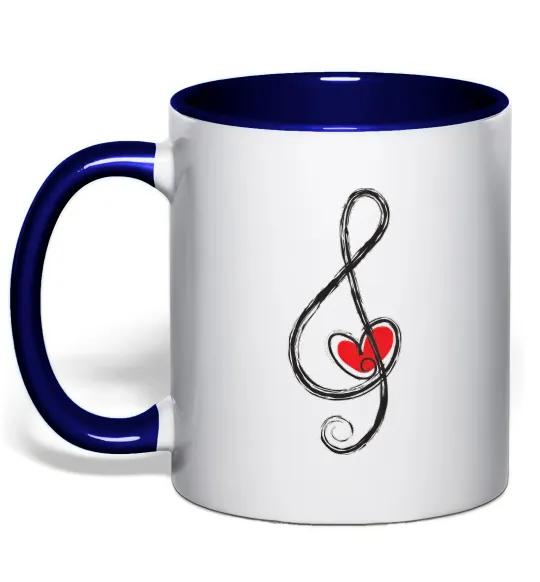 Чашка с цветной ручкой Ключ скрипки Глубокий темно-синий фото