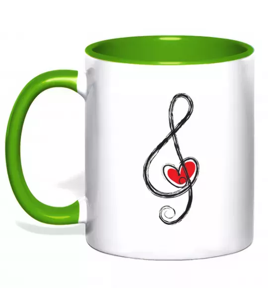 Чашка с цветной ручкой Ключ скрипки Зеленый фото