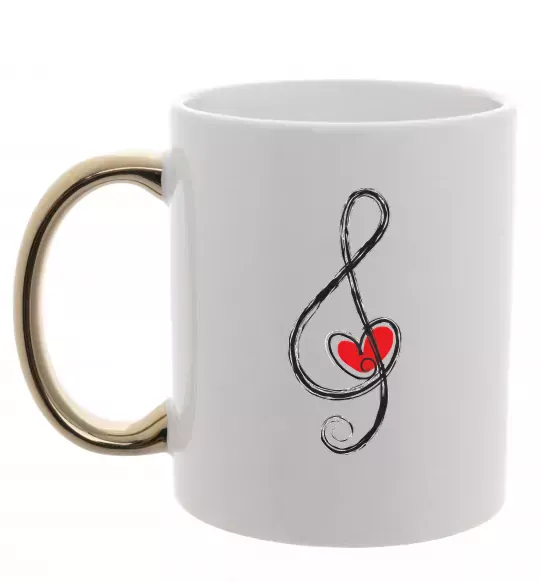 Чашка с цветной ручкой Ключ скрипки Золото фото