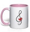 Чашка с цветной ручкой СКРИПИЧНЫЙ КЛЮЧ Нежно розовый фото