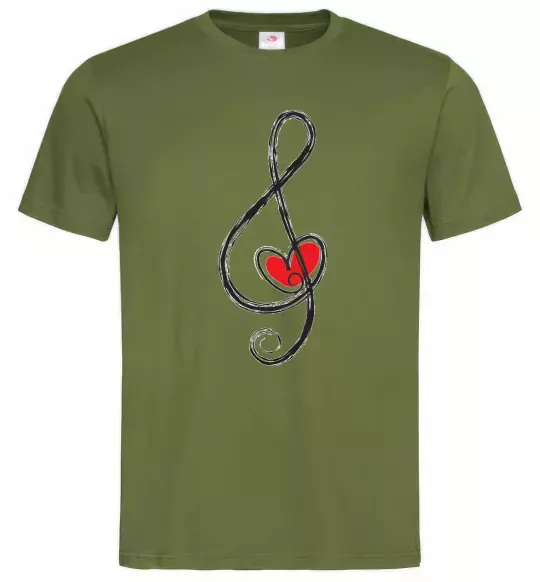 Мужская футболка Ключ скрипки Оливковый фото