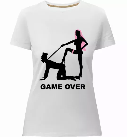 Жіноча преміум футболка GAME OVER подкаблучник Білий фото
