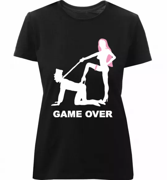 Жіноча преміум футболка GAME OVER подкаблучник Чорний фото