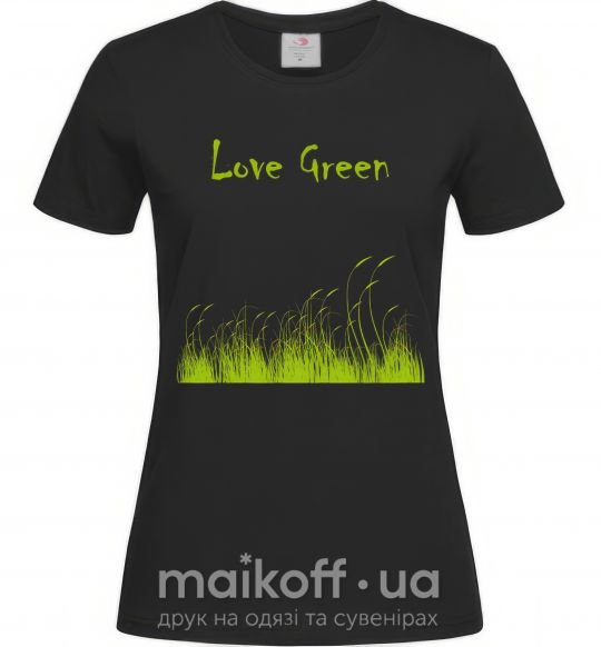 Женская футболка LOVE GREEN Черный фото