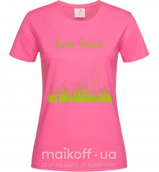 Жіноча футболка LOVE GREEN Яскраво-рожевий фото