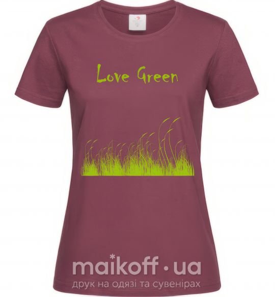 Жіноча футболка LOVE GREEN Бордовий фото