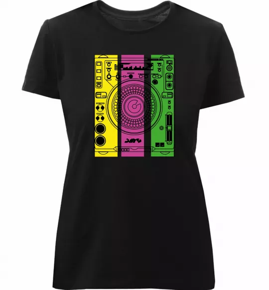 Жіноча преміум футболка DJ TABLE Чорний фото