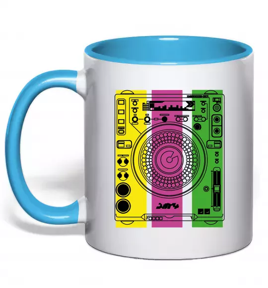 Чашка з кольоровою ручкою DJ TABLE Блакитний фото