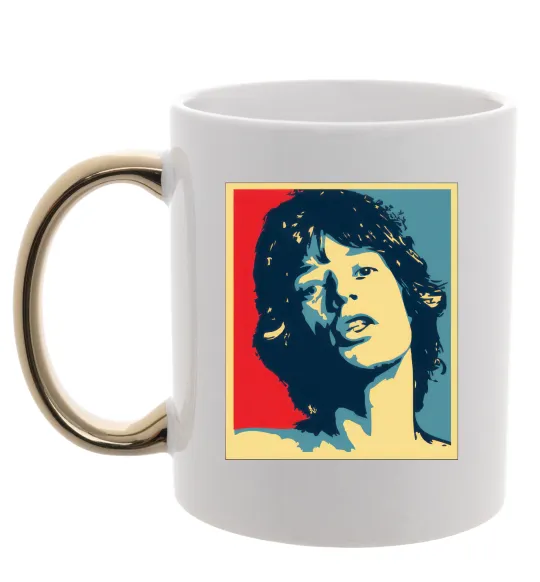 Чашка з кольоровою ручкою MICK JAGGER Золото фото