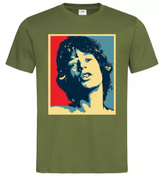 Мужская футболка MICK JAGGER Оливковый фото