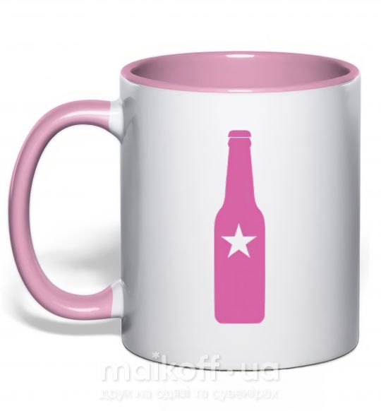 Чашка з кольоровою ручкою BOTTLE Ніжно рожевий фото
