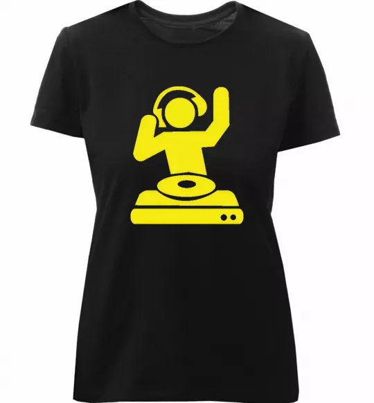 Женская премиум футболка DJ PLAYING Черный фото