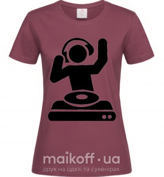 Женская футболка DJ PLAYING Бордовый фото