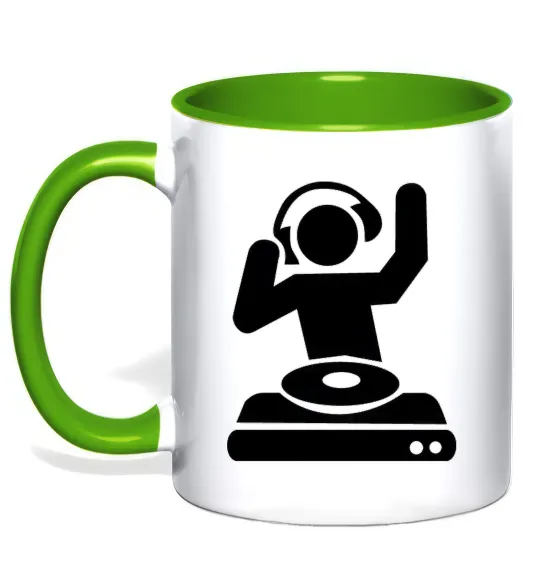 Чашка с цветной ручкой DJ PLAYING Лаймовый фото