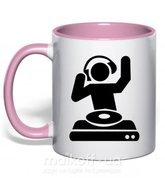 Чашка з кольоровою ручкою DJ PLAYING Ніжно рожевий фото