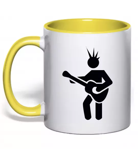 Чашка з кольоровою ручкою GUITAR-MAN Сонячно жовтий фото