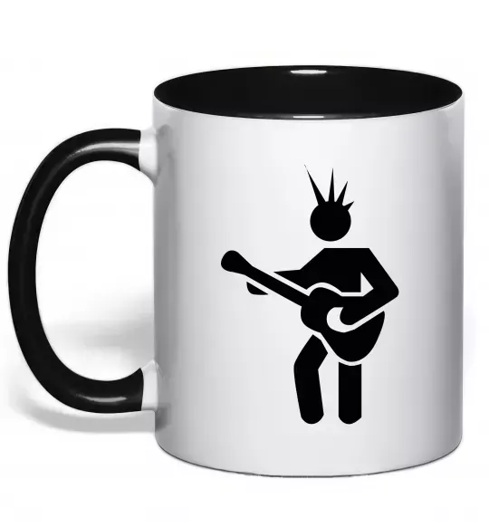Чашка з кольоровою ручкою GUITAR-MAN Чорний фото