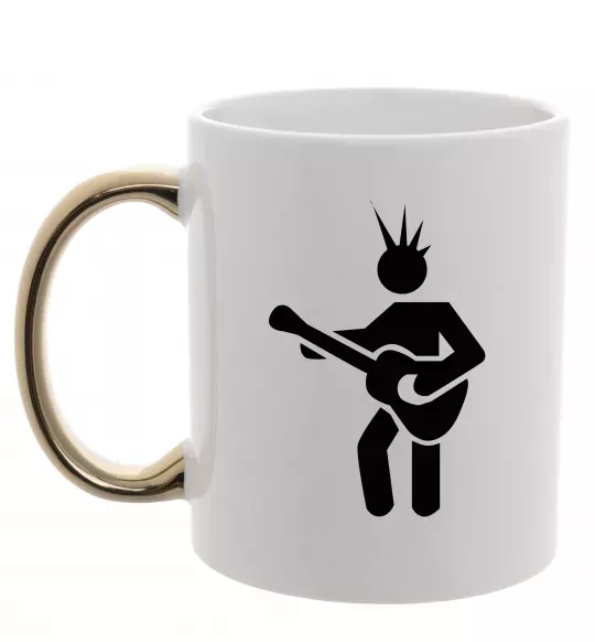 Чашка з кольоровою ручкою GUITAR-MAN Золото фото