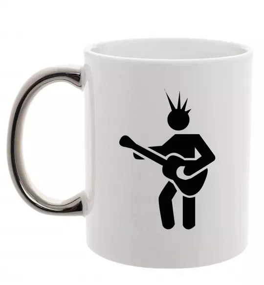 Чашка з кольоровою ручкою GUITAR-MAN Срібло фото