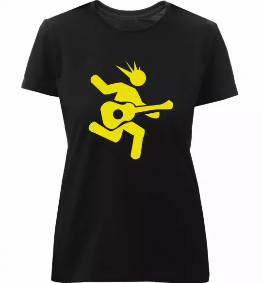 Женская премиум футболка GUITAR JUMP Черный фото