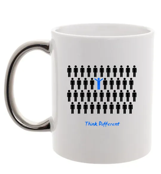 Чашка з кольоровою ручкою THINK DFFERENT Срібло фото