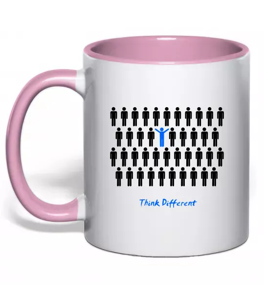 Чашка з кольоровою ручкою THINK DFFERENT Ніжно рожевий фото