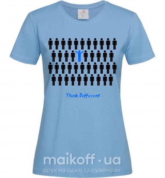 Жіноча футболка THINK DFFERENT Блакитний фото