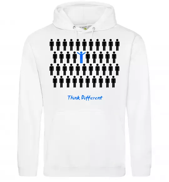 Мужская толстовка (худи) THINK DFFERENT Белый фото