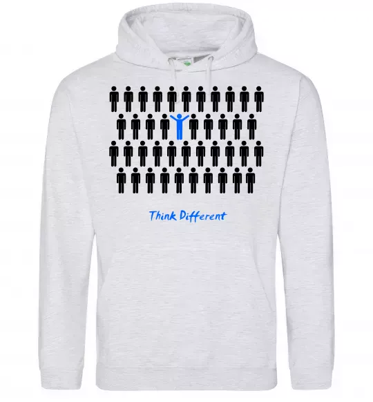 Мужская толстовка (худи) THINK DFFERENT Серый меланж фото