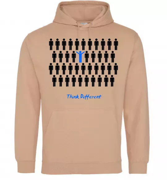 Мужская толстовка (худи) THINK DFFERENT Песочный фото