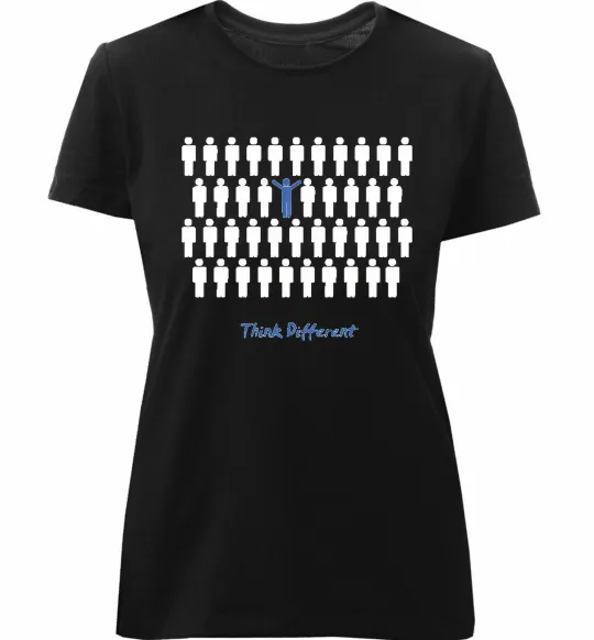 Жіноча преміум футболка THINK DFFERENT Чорний фото