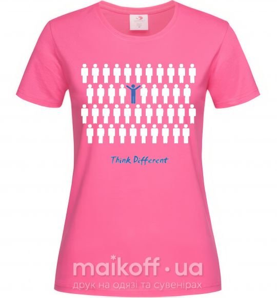 Женская футболка THINK DFFERENT Ярко-розовый фото