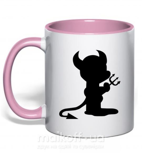 Чашка з кольоровою ручкою DEVIL Ніжно рожевий фото