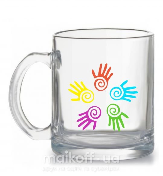 Чашка скляна COLOURS OF HANDS Прозорий фото