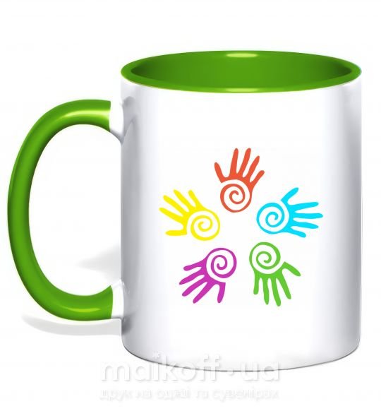 Чашка с цветной ручкой COLOURS OF HANDS Зеленый фото