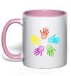 Чашка с цветной ручкой COLOURS OF HANDS Нежно розовый фото