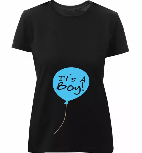 Жіноча преміум футболка IT'S A BOY повітряна кулька Чорний фото