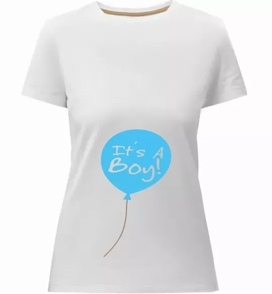 Жіноча преміум футболка IT'S A BOY повітряна кулька Білий фото