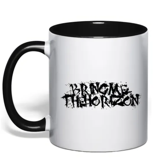 Чашка з кольоровою ручкою BRING ME THE HORIZON напис Чорний фото